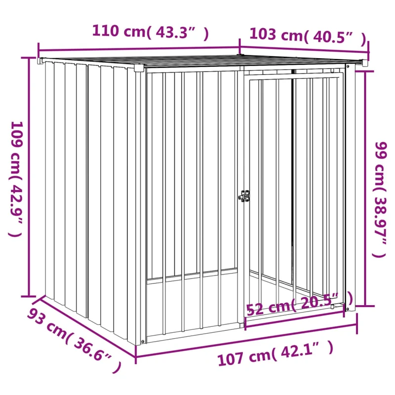 Niche pour chien avec toit 110 x 103 x 109 cm acier galvanisé noir 02_0043513
