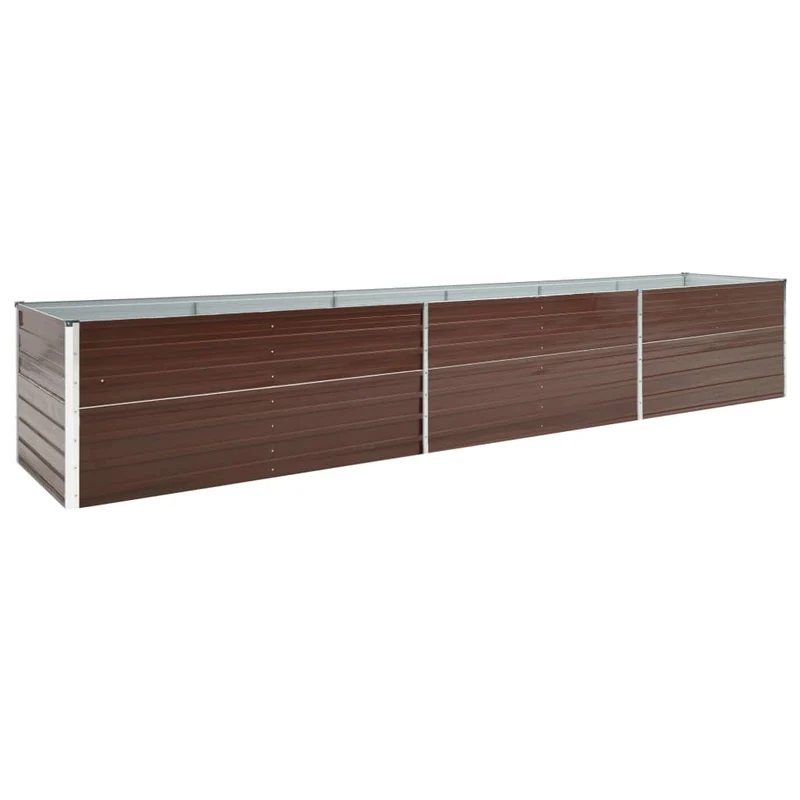 Jardinière lit surélevé plantes fleurs jardin acier galvanisé 480 x 80 x 77 cm marron 02_0001128