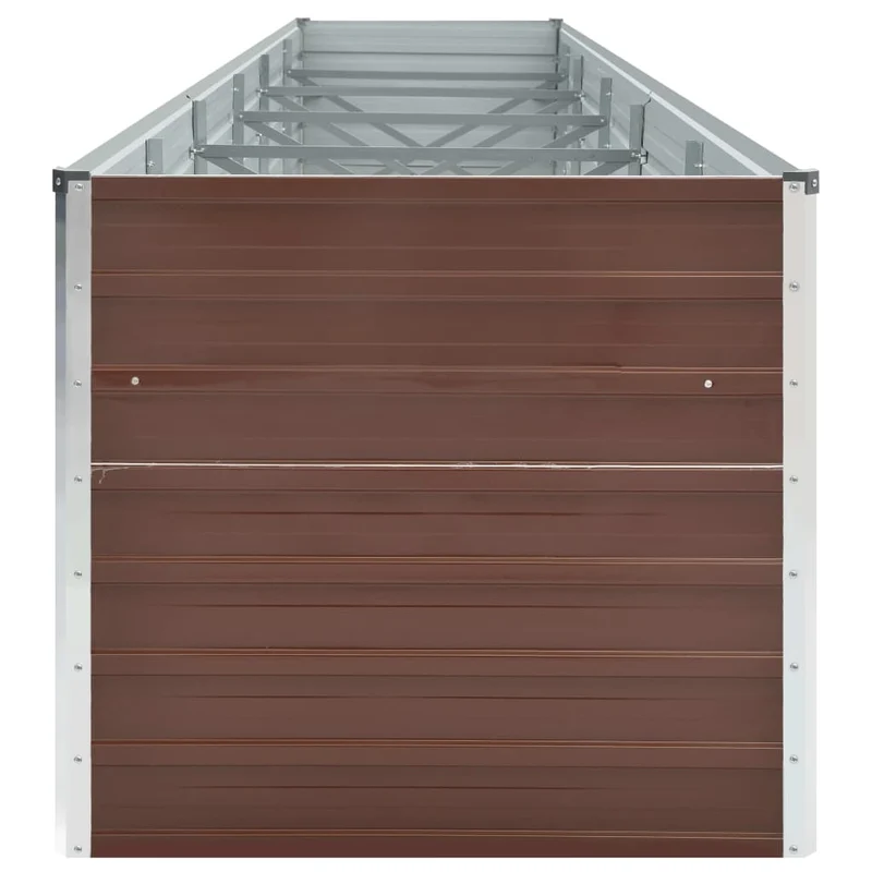 Jardinière lit surélevé plantes fleurs jardin acier galvanisé 480 x 80 x 77 cm marron 02_0001128