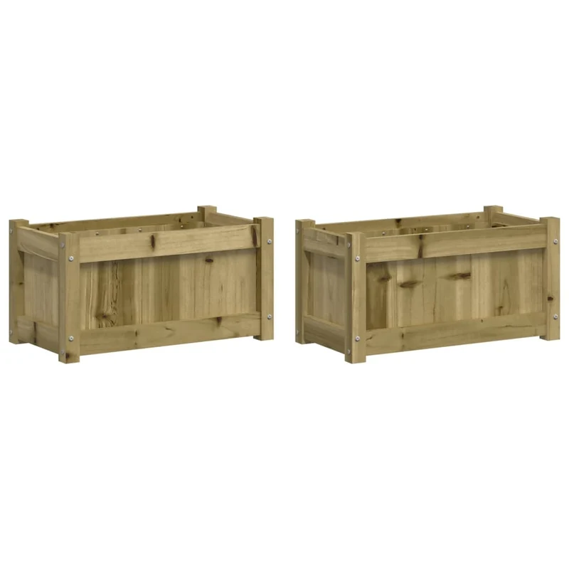 Jardinière bac lit surélevé plantes fleurs jardin terrasses lot de 2 bois de pin imprégné marron 02_0039030