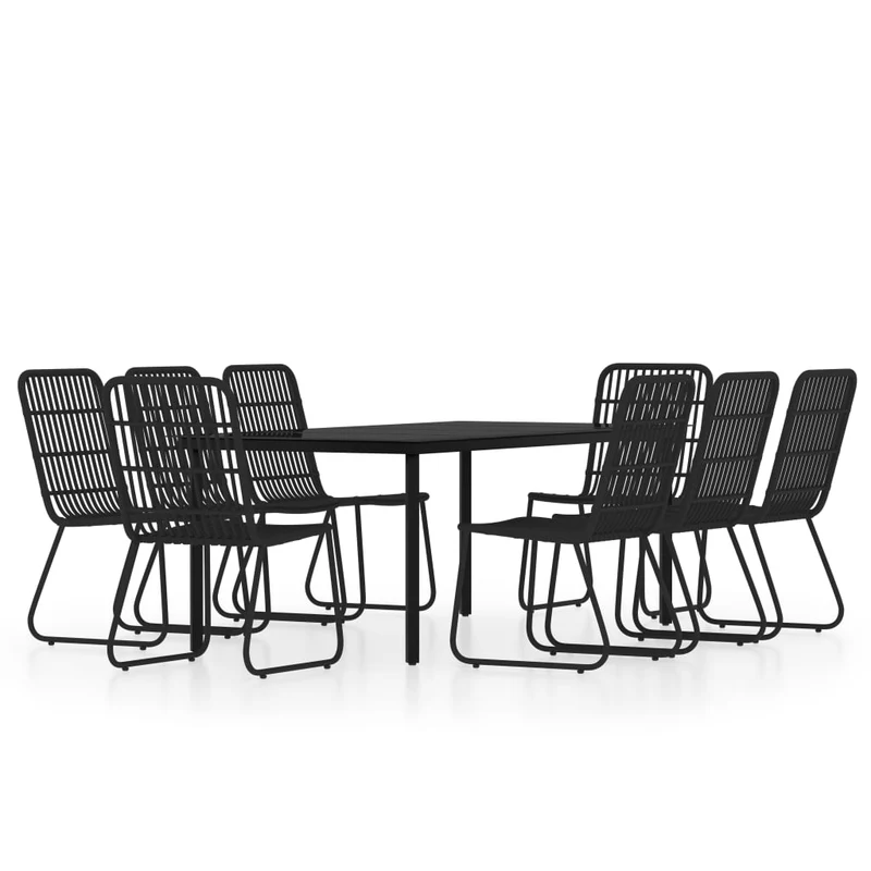 Ensemble de salle à manger de jardin meuble extérieur 9 pièces noir 02_0014126