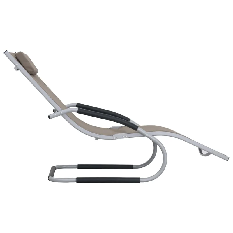 Transat chaise longue bain de soleil lit de jardin terrasse meuble d'extérieur avec oreiller aluminium et textilène taupe 02_0012554