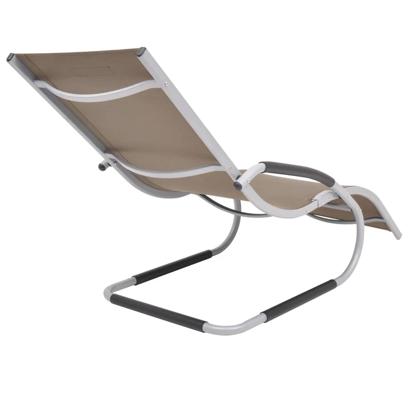 Transat chaise longue bain de soleil lit de jardin terrasse meuble d'extérieur avec oreiller aluminium et textilène taupe 02_0012554