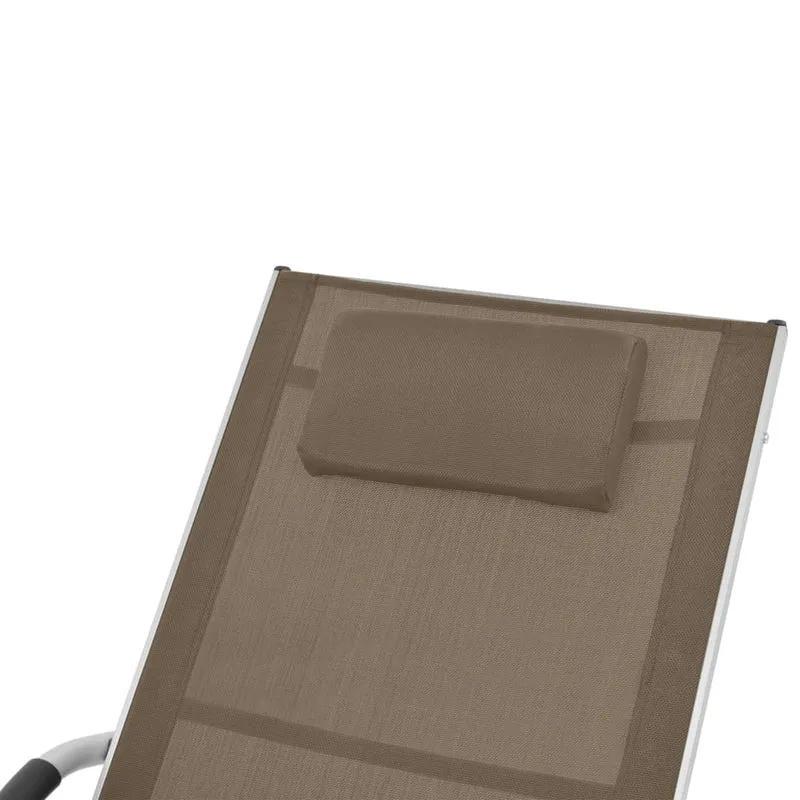 Transat chaise longue bain de soleil lit de jardin terrasse meuble d'extérieur avec oreiller aluminium et textilène taupe 02_0012554