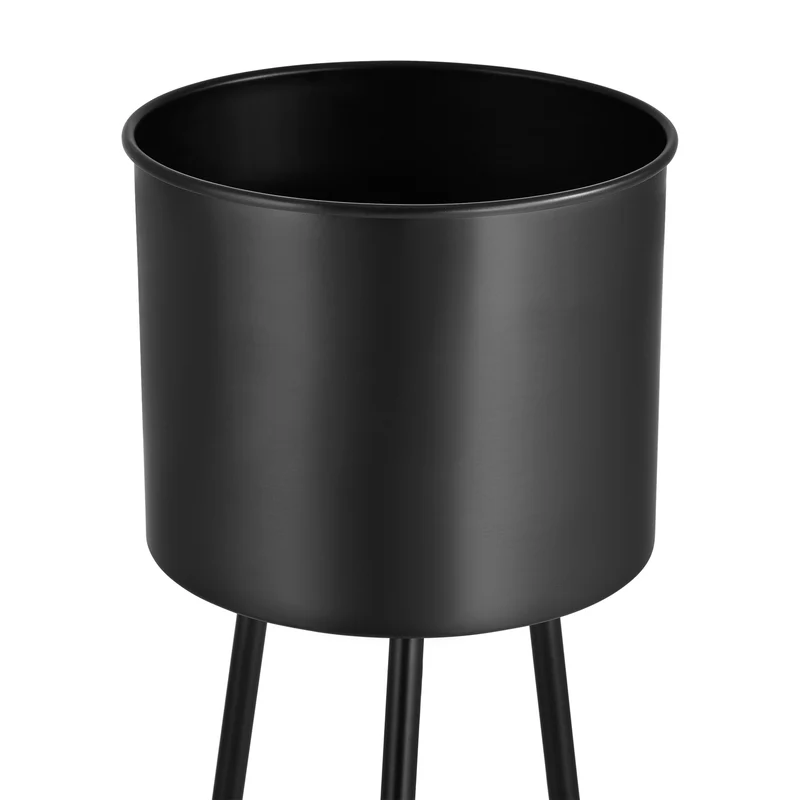 Lot de 2 supports de plantes set pots de fleur lot cache-pot ensemble bacs à fleurs vases métal tailles différentes noir 03_0005775