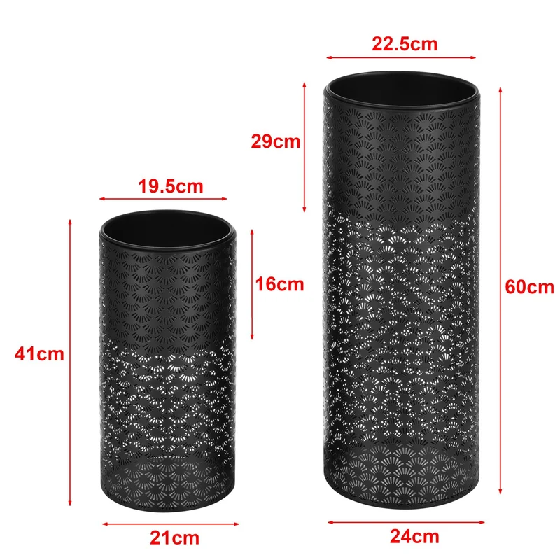 Ensemble de 2 supports de plantes lot pots de fleur set cache-pot ensemble bacs à fleurs vases métal tailles différentes noir 03_0005159