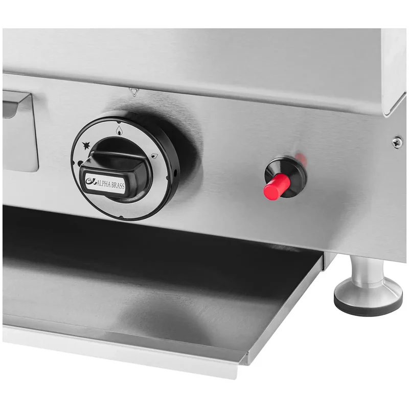 Grill professionnel pierre de lave gaz naturel 2 x 7200 watts 50 x 47 cm 460 °c acier inoxydable fonte de fer acier argent 14_0009117