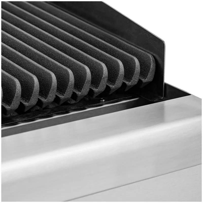 Grill professionnel pierre de lave gaz naturel 2 x 7200 watts 50 x 47 cm 460 °c acier inoxydable fonte de fer acier argent 14_0009117