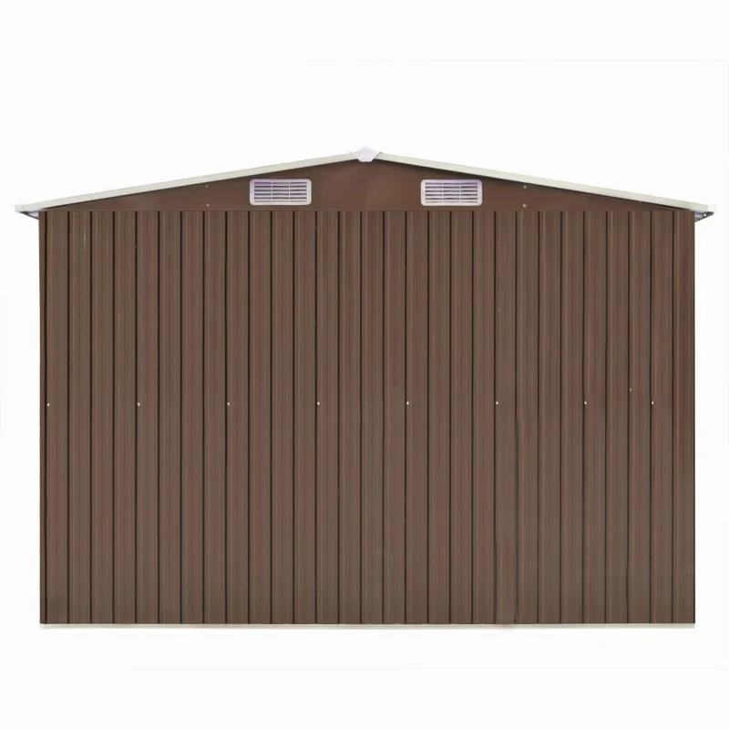 Abri de jardin cabane cabanon maison de stockage remise extérieur hangar outils robuste 257 x 298 x 178 cm métal marron 02_0022164