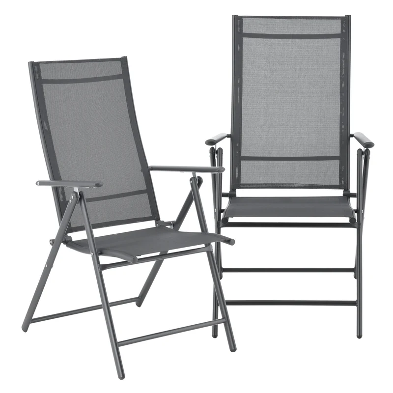 Lot de 2 chaises de jardin avec accoudoirs gris foncé 03_0009602