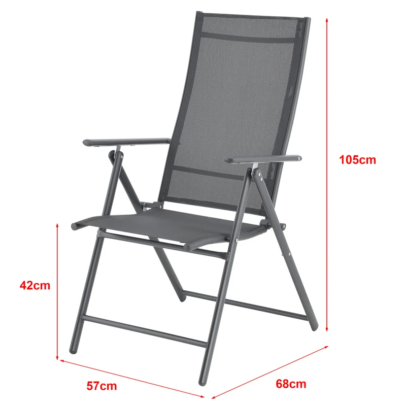 Lot de 2 chaises de jardin avec accoudoirs gris foncé 03_0009602
