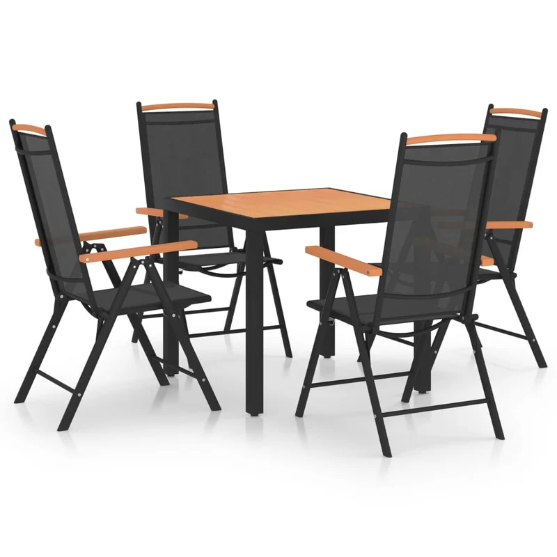 Ensemble de salle à manger de jardin meuble extérieur 5 pièces aluminium noir 02_0013698