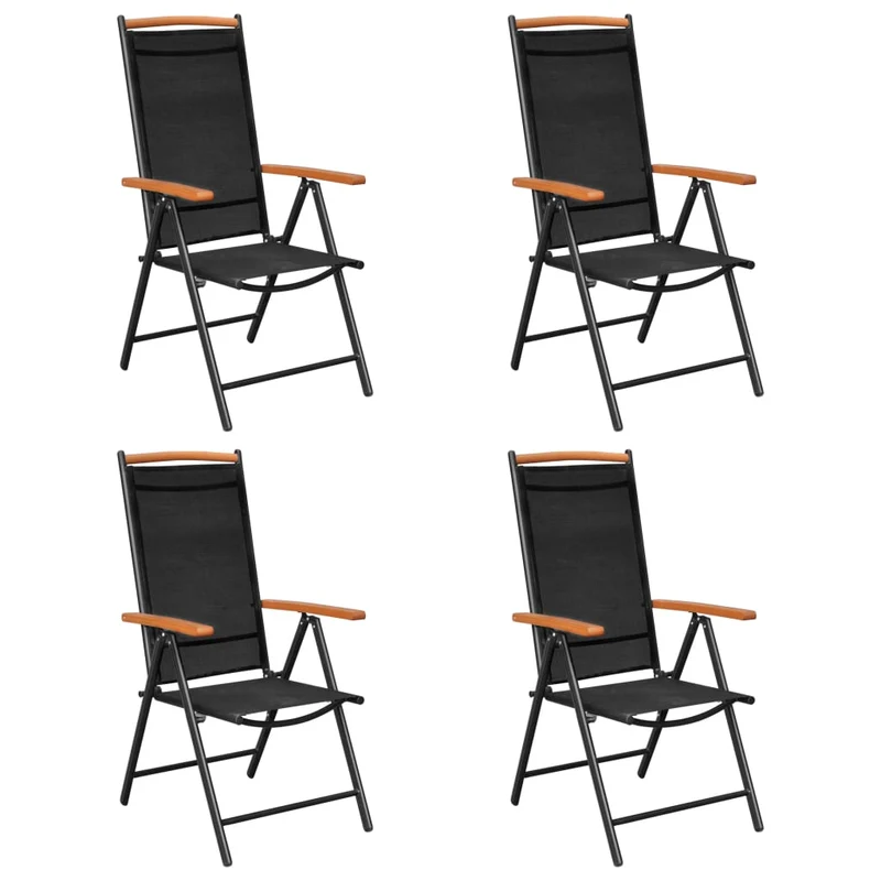 Ensemble de salle à manger de jardin meuble extérieur 5 pièces aluminium noir 02_0013698