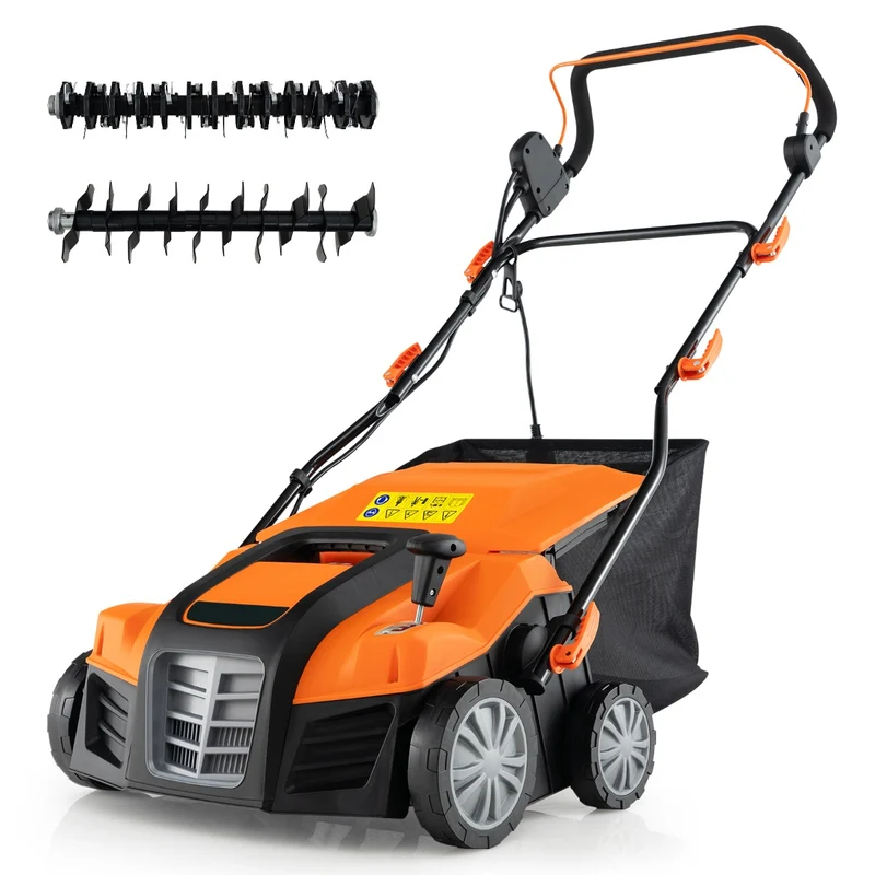 Déchaumeur scarificateur électrique 41 cm 15 A 2 en 1 grande performance pliable en PP orange 20_0013561