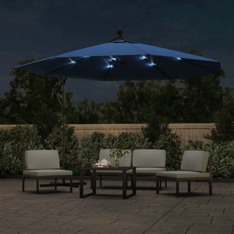 Parasol déporté avec lumières led bleu azuré 350 cm 02_0008455