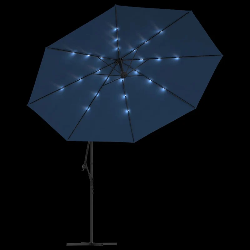 Parasol déporté avec lumières led bleu azuré 350 cm 02_0008455
