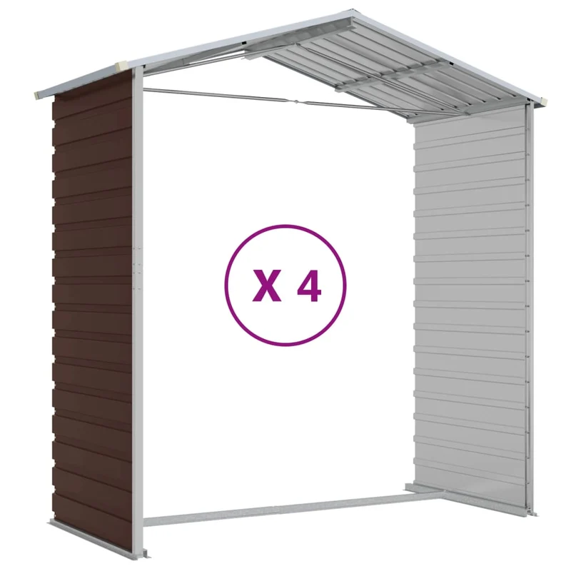 Abri de jardin cabane cabanon maison de stockage remise extérieur hangar outils robuste 191 x 385 x 198 cm acier galvanisé marron 02_0022271