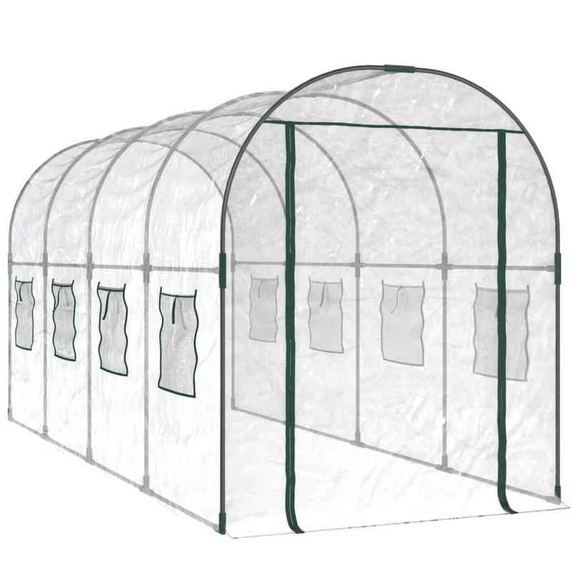 Serre tente abri plante fleur légumes Transparent 160 x 400 x 190 cm PVC et acier enduit de poudre Transparent 02_0044664