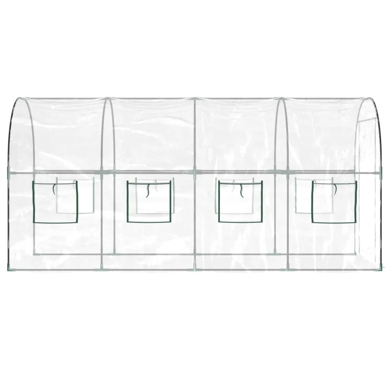 Serre tente abri plante fleur légumes Transparent 160 x 400 x 190 cm PVC et acier enduit de poudre Transparent 02_0044664