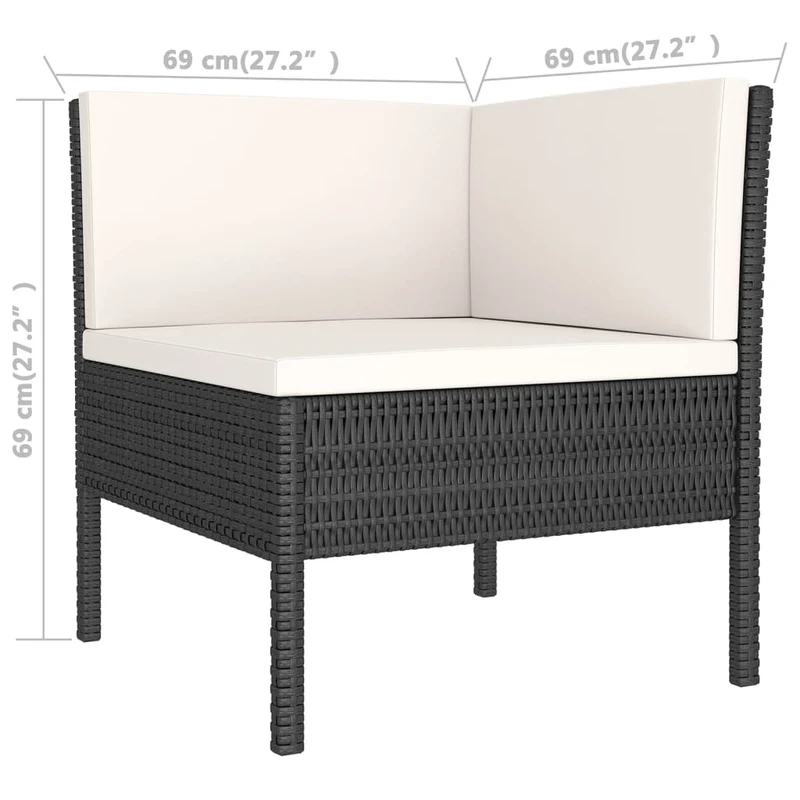 Salon de jardin meuble d'extérieur ensemble de mobilier 5 pièces avec coussins résine tressée noir 02_0016486