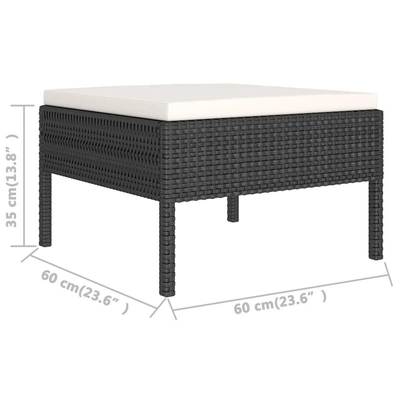 Salon de jardin meuble d'extérieur ensemble de mobilier 5 pièces avec coussins résine tressée noir 02_0016486