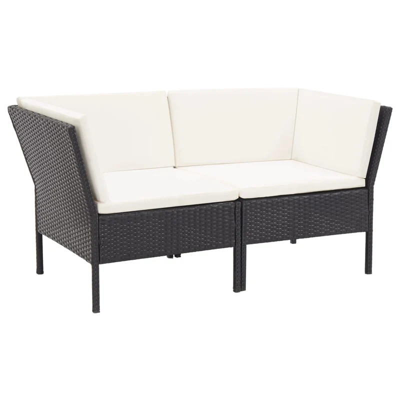 Salon de jardin meuble d'extérieur ensemble de mobilier 6 pièces avec coussins résine tressée noir 02_0016924