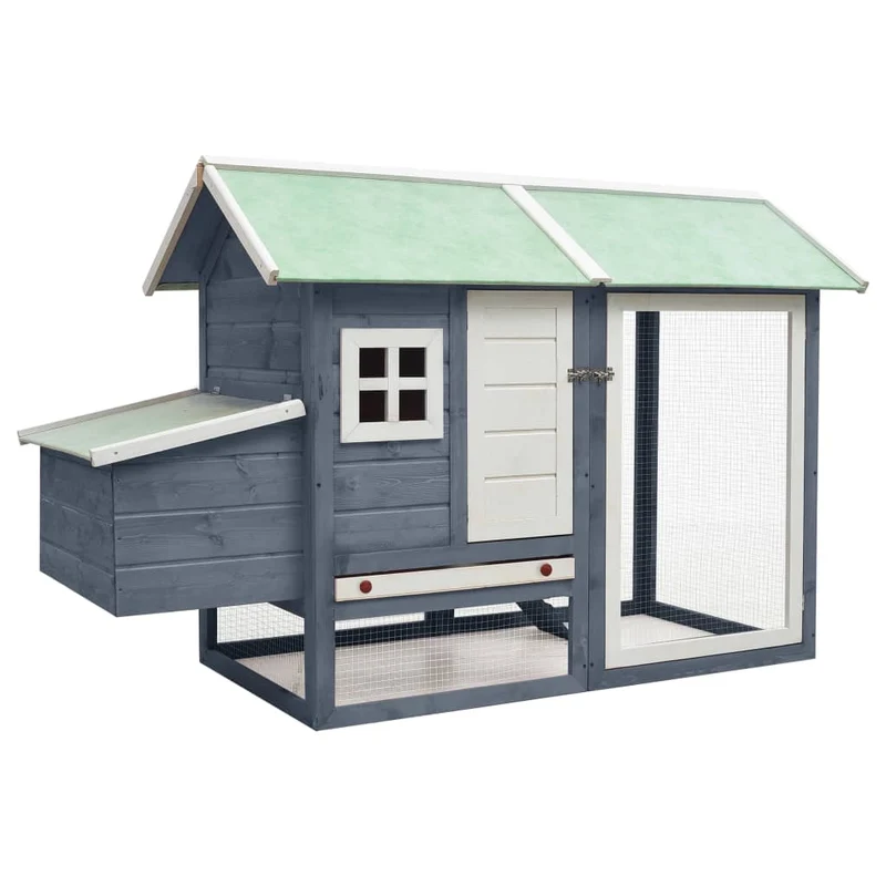 Poulailler 170 x 81 x 110 cm bois de pin massif et sapin gris 02_0001702