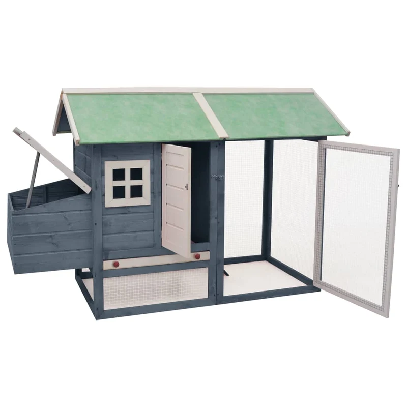 Poulailler 170 x 81 x 110 cm bois de pin massif et sapin gris 02_0001702