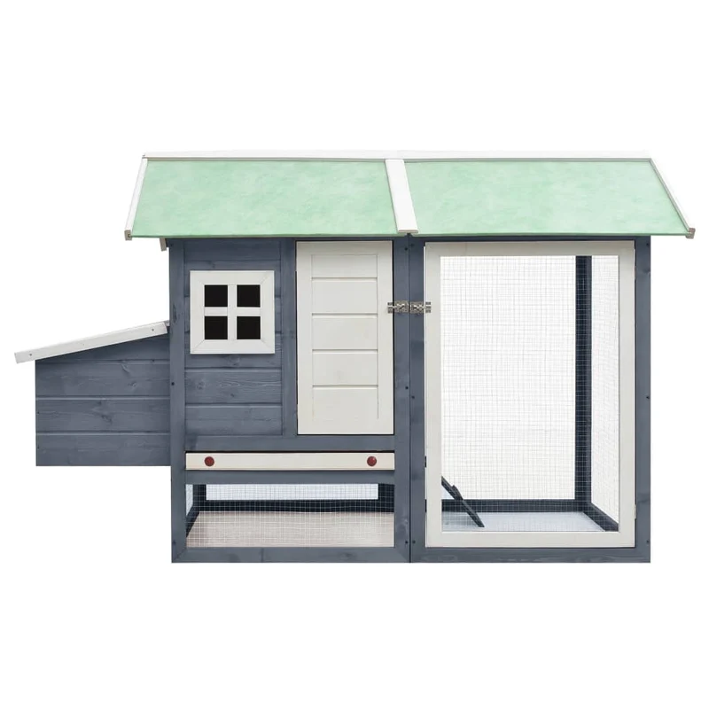 Poulailler 170 x 81 x 110 cm bois de pin massif et sapin gris 02_0001702