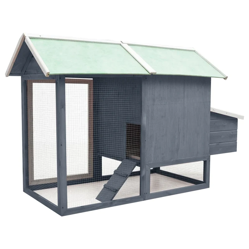 Poulailler 170 x 81 x 110 cm bois de pin massif et sapin gris 02_0001702