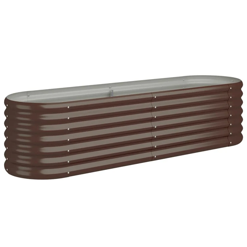 Jardinière bac lit surélevé plantes fleurs terrasse jardin de jardin acier enduit de poudre marron 02_0039557