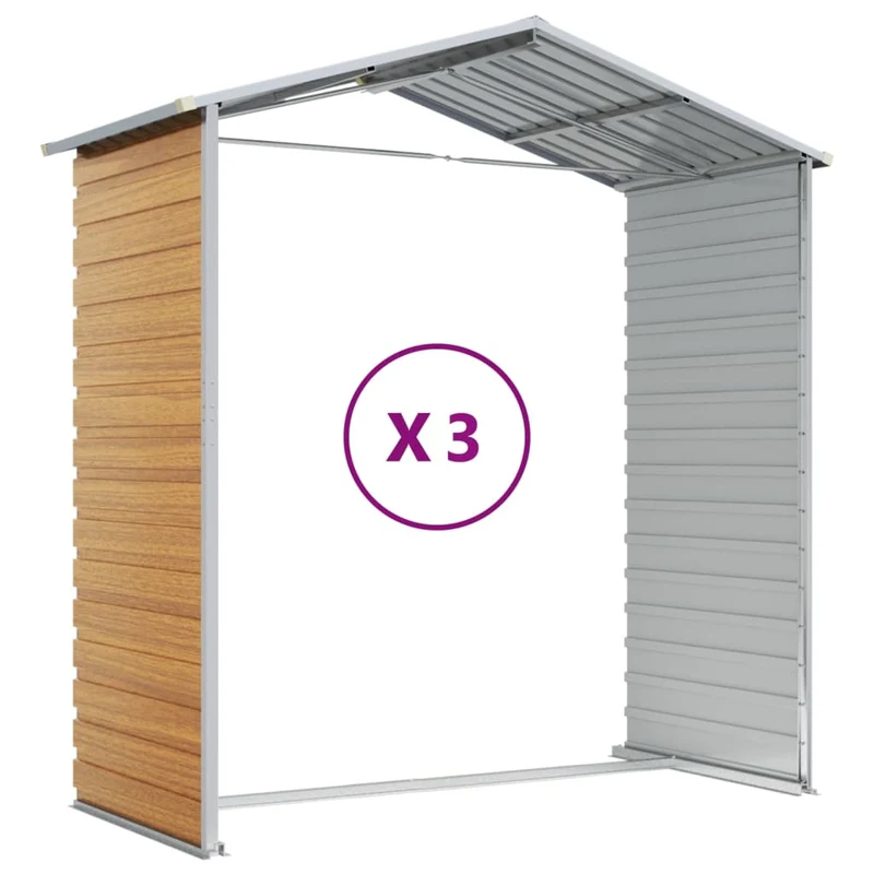 Abri de jardin cabane cabanon maison de stockage remise extérieur hangar outils robuste clair 191 x 300 x 198 cm acier galvanisé marron 02_0022290