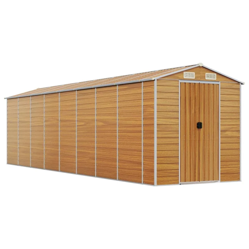 Abri de jardin cabane cabanon maison de stockage remise extérieur hangar outils robuste clair 191 x 725 x 198 cm acier galvanisé marron 02_0022295