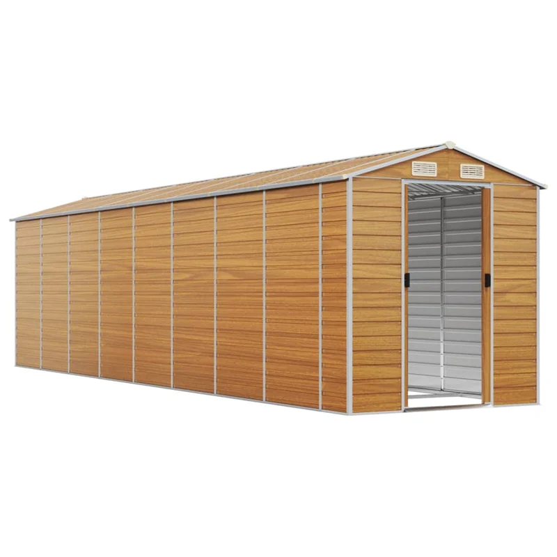 Abri de jardin cabane cabanon maison de stockage remise extérieur hangar outils robuste clair 191 x 725 x 198 cm acier galvanisé marron 02_0022295