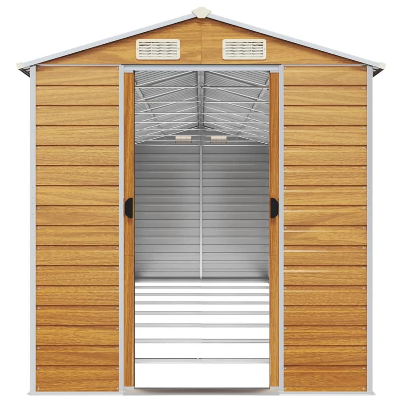 Abri de jardin cabane cabanon maison de stockage remise extérieur hangar outils robuste clair 191 x 725 x 198 cm acier galvanisé marron 02_0022295