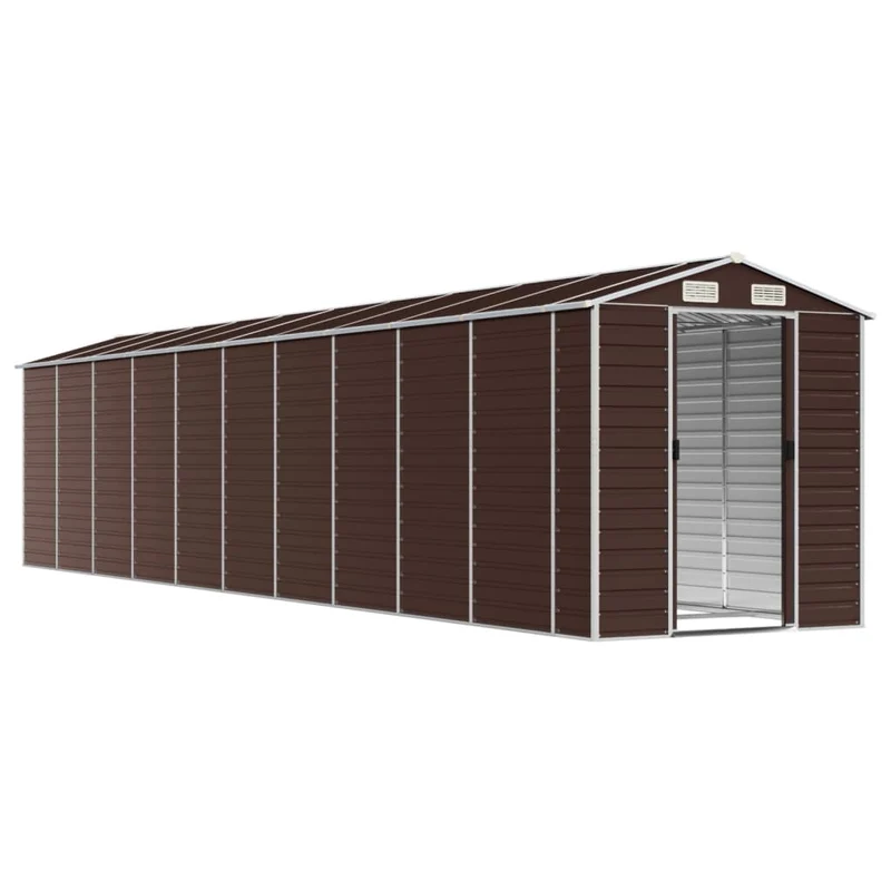 Abri de jardin cabane cabanon maison de stockage remise extérieur hangar outils robuste 191 x 895 x 198 cm acier galvanisé marron 02_0022277