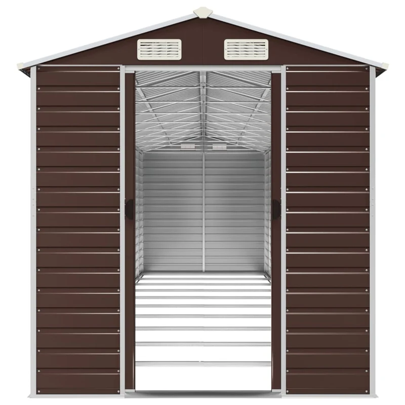 Abri de jardin cabane cabanon maison de stockage remise extérieur hangar outils robuste 191 x 895 x 198 cm acier galvanisé marron 02_0022277