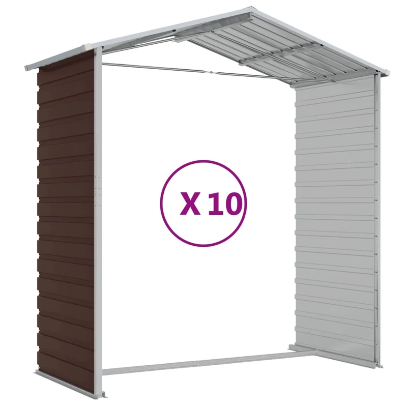 Abri de jardin cabane cabanon maison de stockage remise extérieur hangar outils robuste 191 x 895 x 198 cm acier galvanisé marron 02_0022277