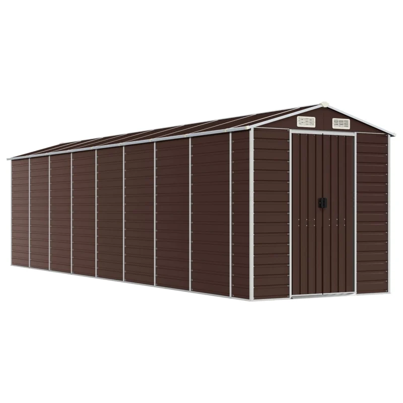 Abri de jardin cabane cabanon maison de stockage remise extérieur hangar outils robuste 191 x 725 x 198 cm acier galvanisé marron 02_0022275