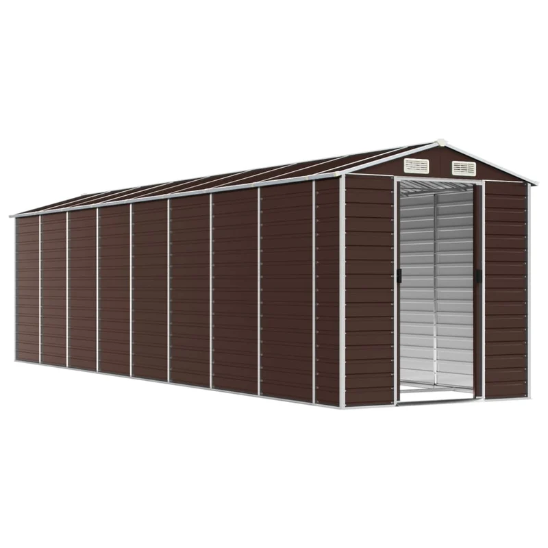 Abri de jardin cabane cabanon maison de stockage remise extérieur hangar outils robuste 191 x 725 x 198 cm acier galvanisé marron 02_0022275
