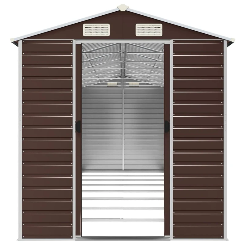 Abri de jardin cabane cabanon maison de stockage remise extérieur hangar outils robuste 191 x 725 x 198 cm acier galvanisé marron 02_0022275