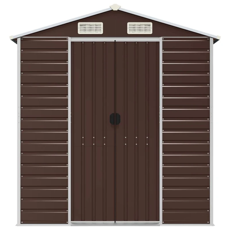 Abri de jardin cabane cabanon maison de stockage remise extérieur hangar outils robuste 191 x 300 x 198 cm acier galvanisé marron 02_0022270