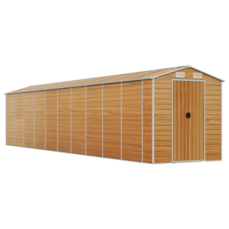 Abri de jardin cabane cabanon maison de stockage remise extérieur hangar outils robuste clair 191 x 895 x 198 cm acier galvanisé marron 02_0022297