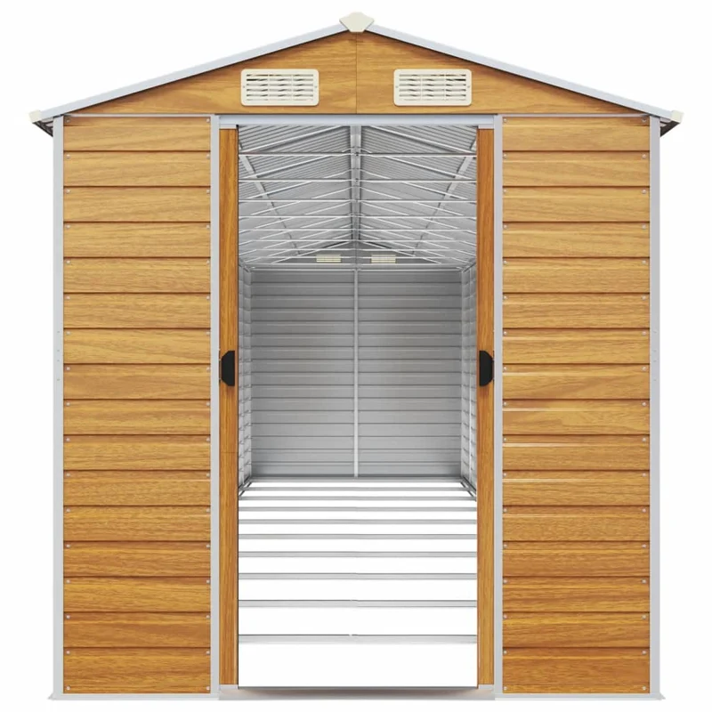 Abri de jardin cabane cabanon maison de stockage remise extérieur hangar outils robuste clair 191 x 895 x 198 cm acier galvanisé marron 02_0022297