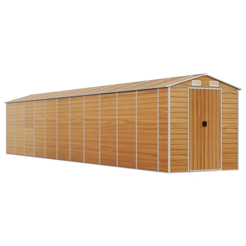 Abri de jardin cabane cabanon maison de stockage remise extérieur hangar outils robuste clair 191 x 980 x 198 cm acier galvanisé marron 02_0022298