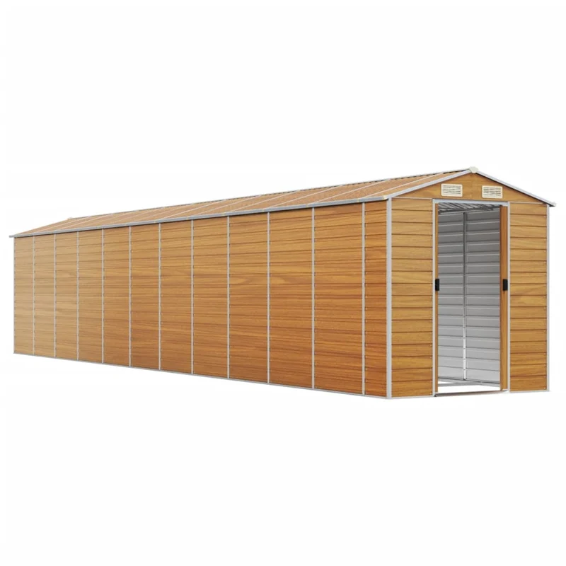 Abri de jardin cabane cabanon maison de stockage remise extérieur hangar outils robuste clair 191 x 980 x 198 cm acier galvanisé marron 02_0022298