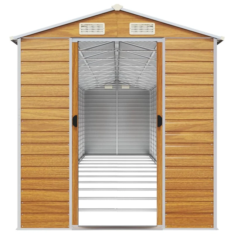 Abri de jardin cabane cabanon maison de stockage remise extérieur hangar outils robuste clair 191 x 980 x 198 cm acier galvanisé marron 02_0022298