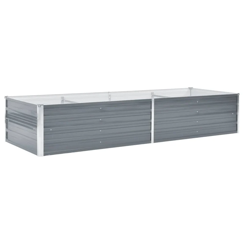 Jardinière lit surélevé plantes fleurs jardin acier galvanisé 240 x 80 x 45 cm gris 02_0001103