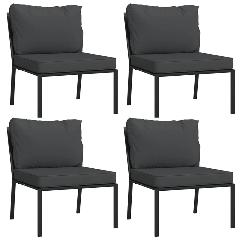 Salon de jardin meuble d'extérieur ensemble de mobilier 9 pièces avec coussins gris acier 02_0017978