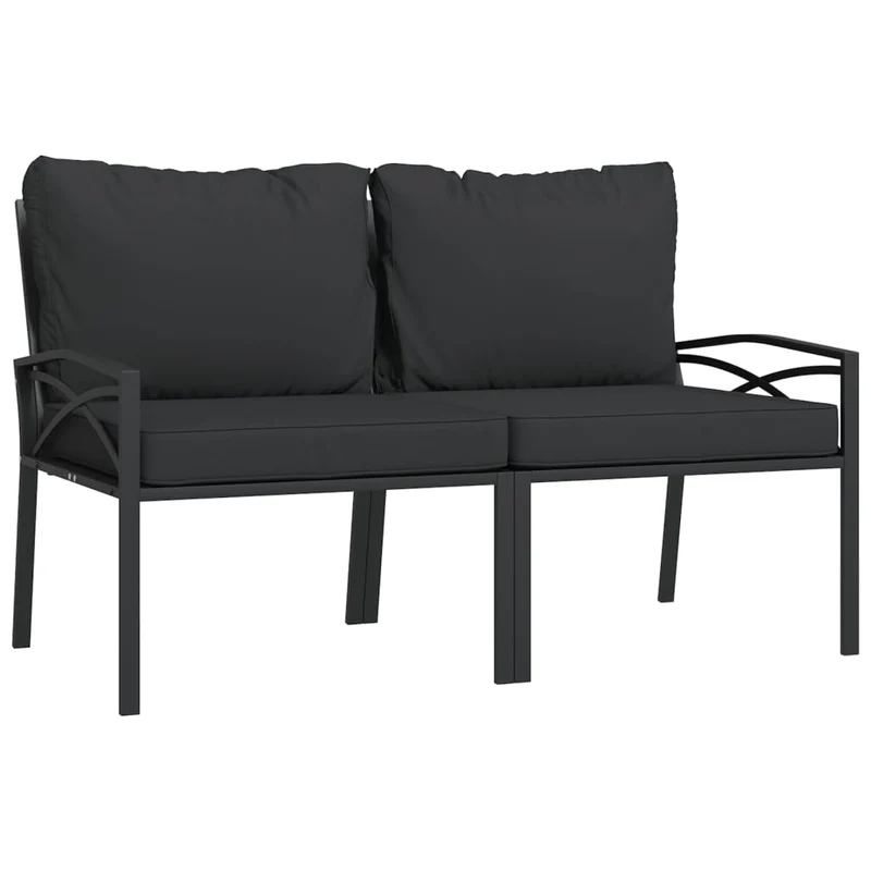 Salon de jardin meuble d'extérieur ensemble de mobilier 9 pièces avec coussins gris acier 02_0017978